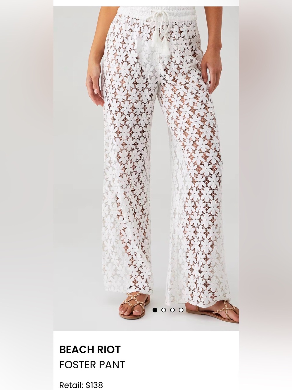 Beach Riot Foster Pant White Lace Coverup Pants Size Large